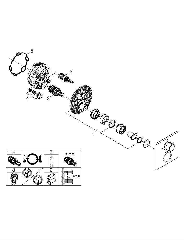 Grohe Allure Thermostat For Concealed Installation With 2-Way Diverter Hand Shower/Bath Filler - 19446MS2