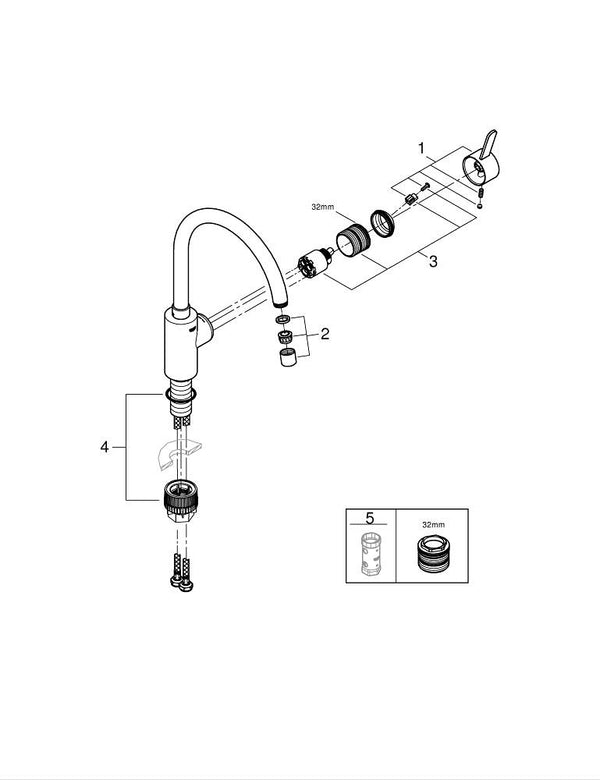 Grohe Eurocosmo Tek Kumandalı Eviye Bataryası - 3284320E