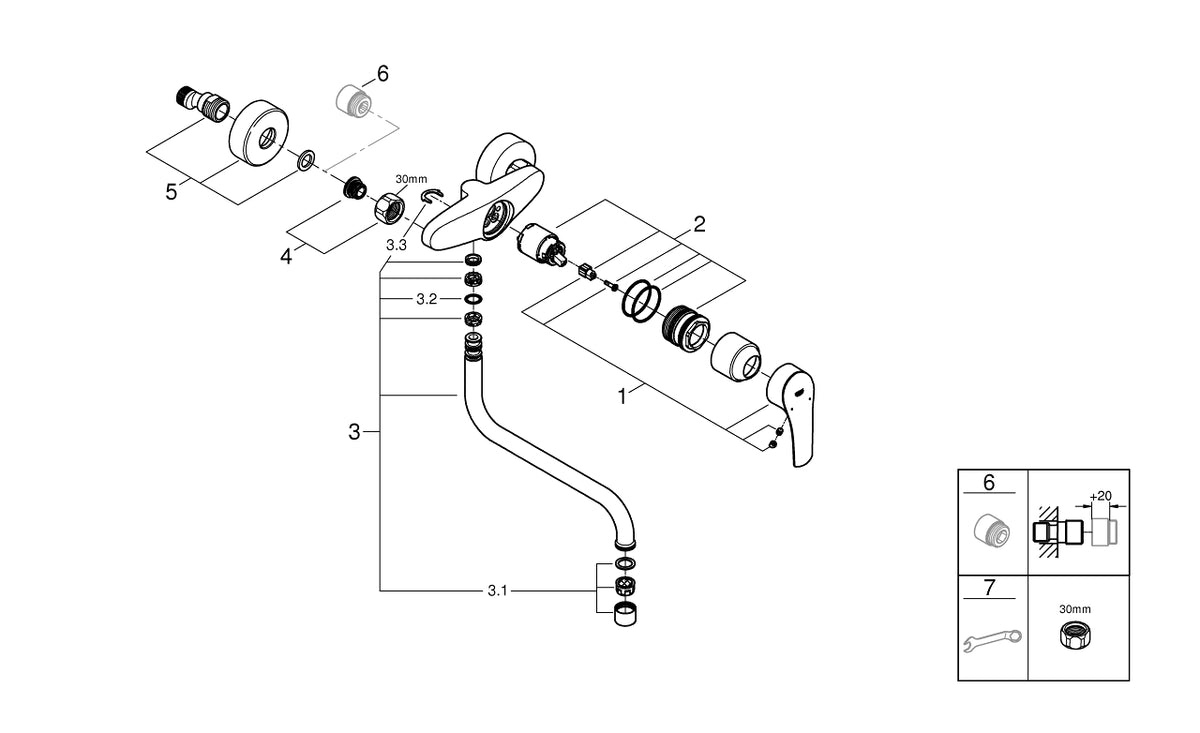 Grohe Eurosmart Tek Kumandalı Eviye Bataryası - 32224003