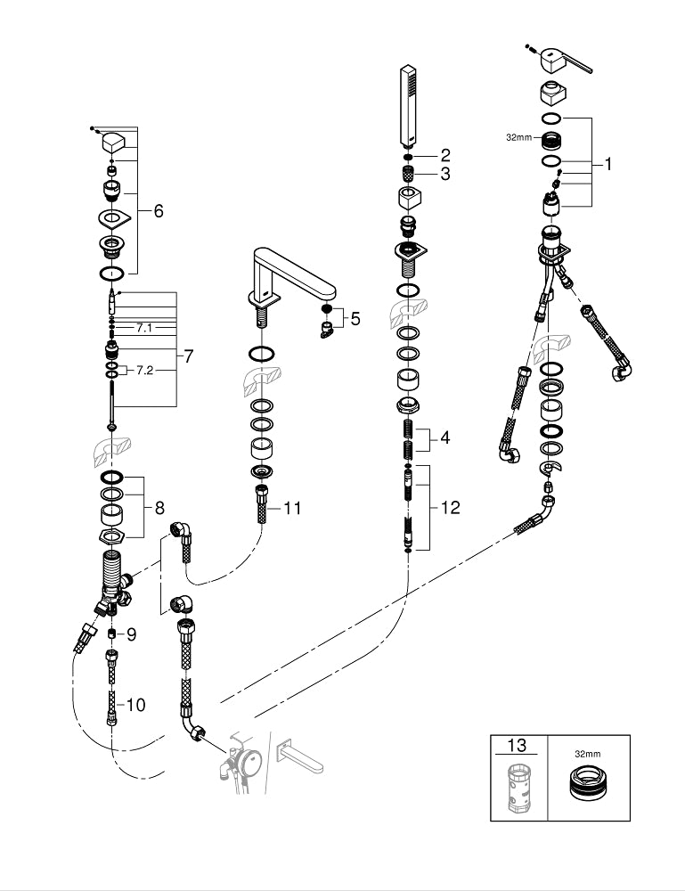 Grohe G R O H E  Plus Dört Delikli Küvet Bataryası - 29307003