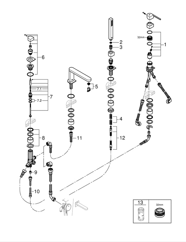 Grohe G R O H E  Plus Dört Delikli Küvet Bataryası - 29307AL3