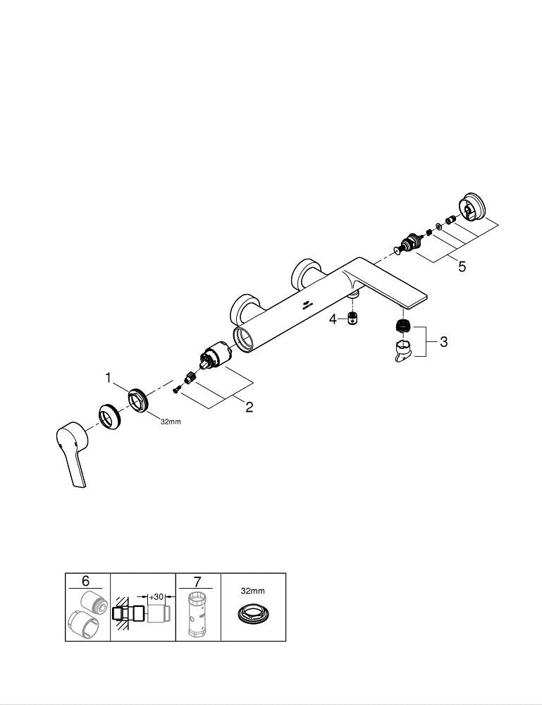 Grohe Allure Single-Lever Bath Mixer 1/2″ Exposed - 32826MS1