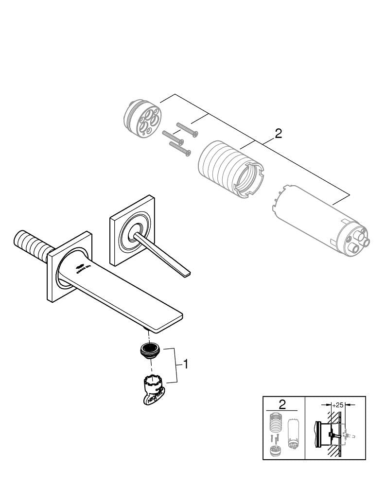 Grohe Allure2 delikli lavabo bataryası  S- Boyut - 19309MG2