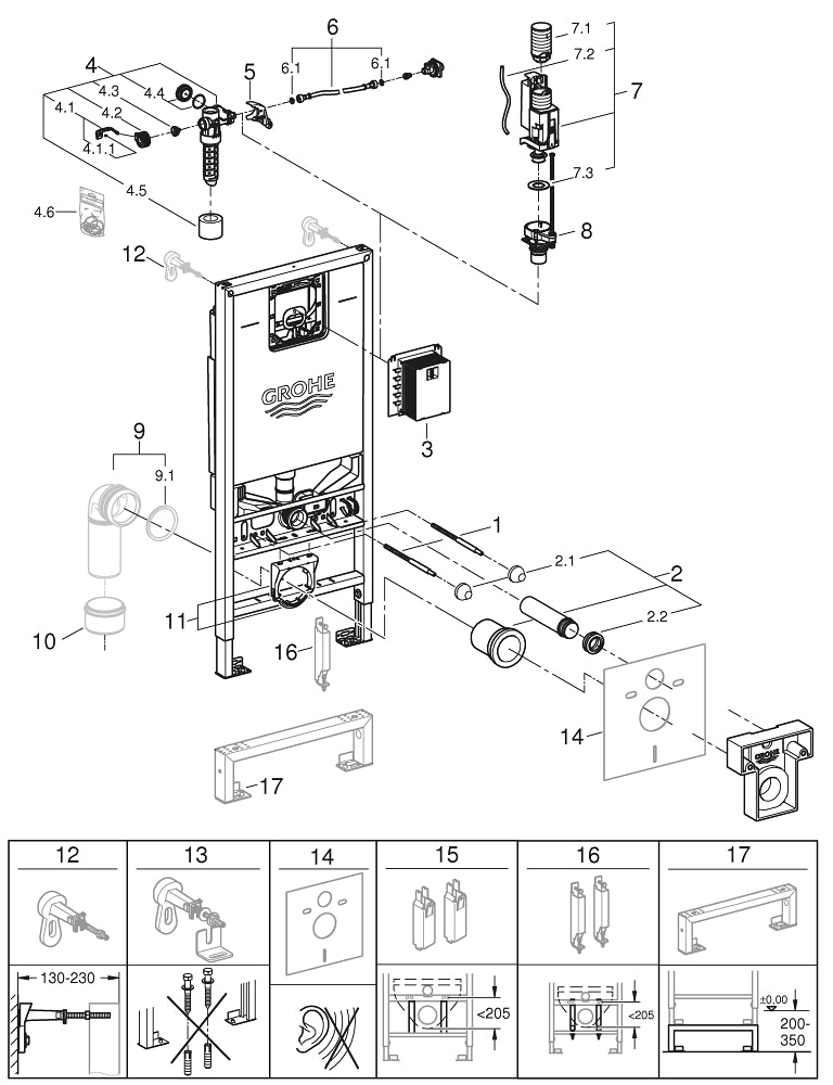 Grohe Rapid  S L X Element For  W C, 1.13 M Installation Height With Integrated Socket And Shower Toilet Connection - 39597000