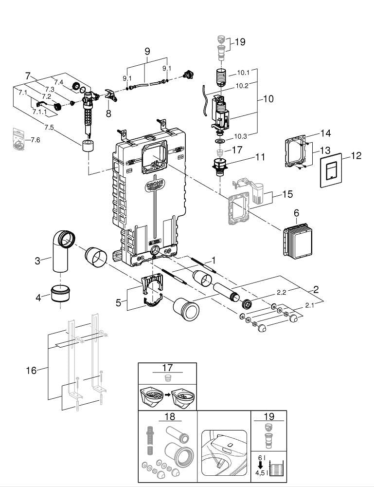 Grohe Uniset2'Si 1 Arada Gömme Rezervuar Seti - 38825000