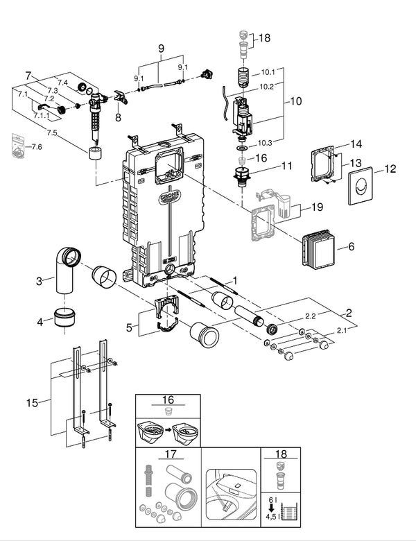 Grohe Uniset W C Için 3Ü Bir Arada Seti - 39452000