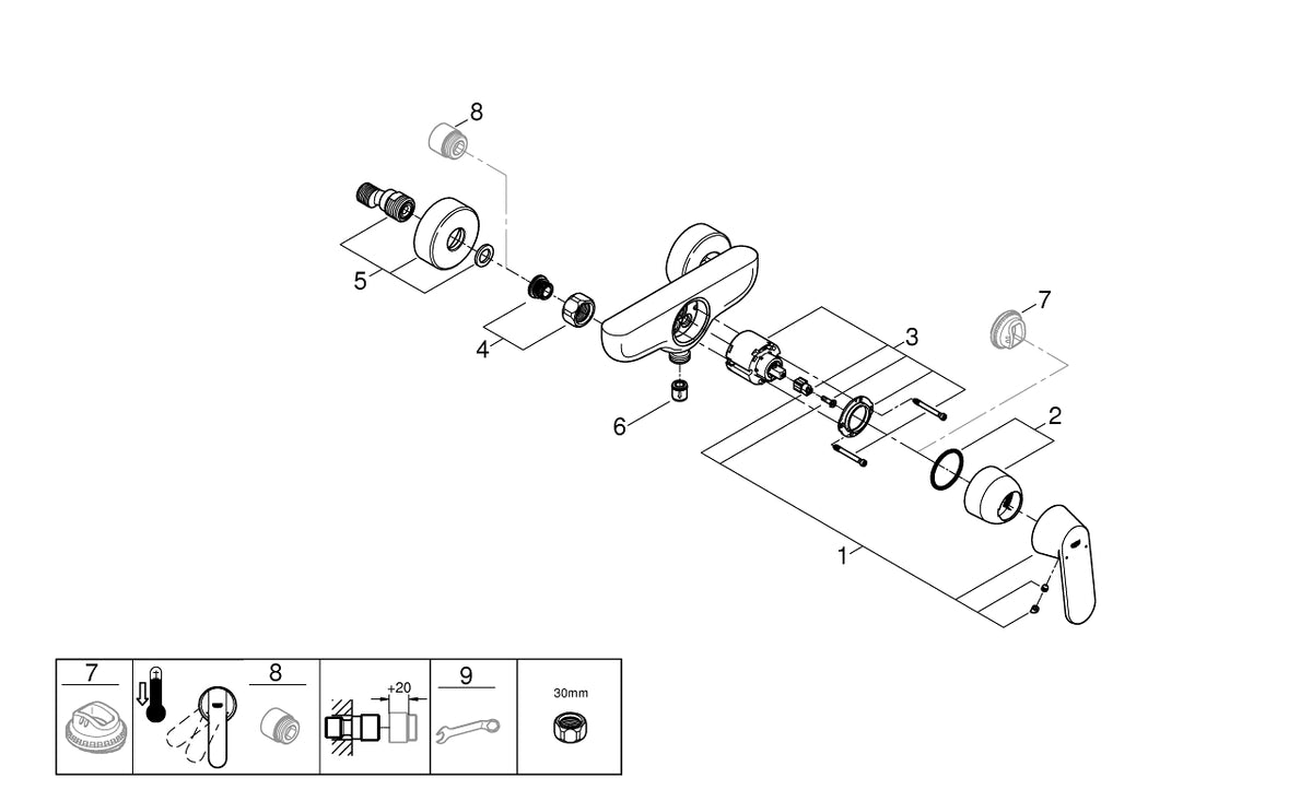 Grohe Eurocosmo Tek Kumandalı Duş Bataryası - 32837000