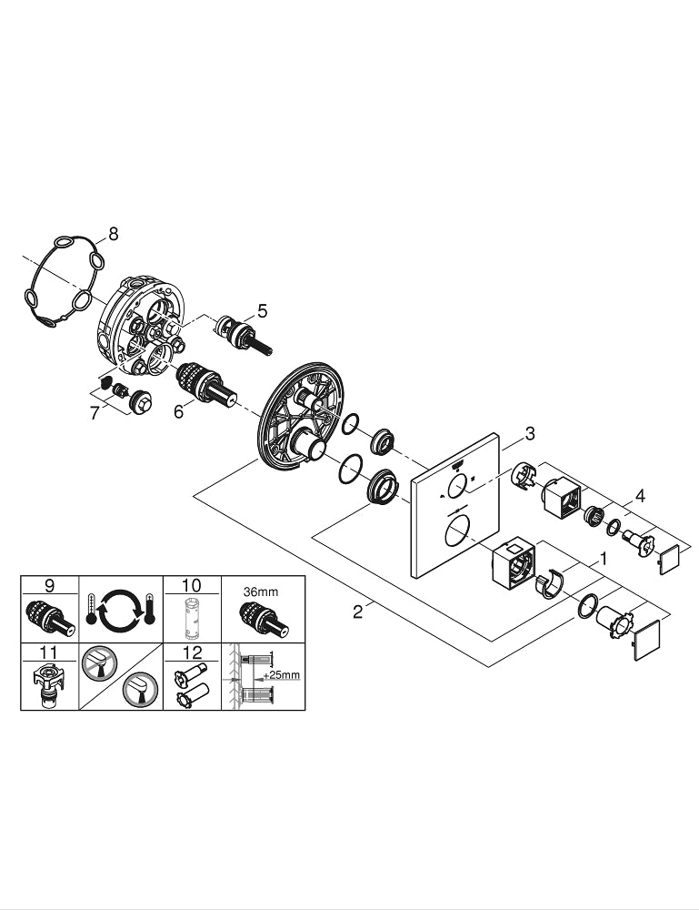 Grohe Grohtherm  Cube Termostatik Banyo/Duş Bataryası - 24154000