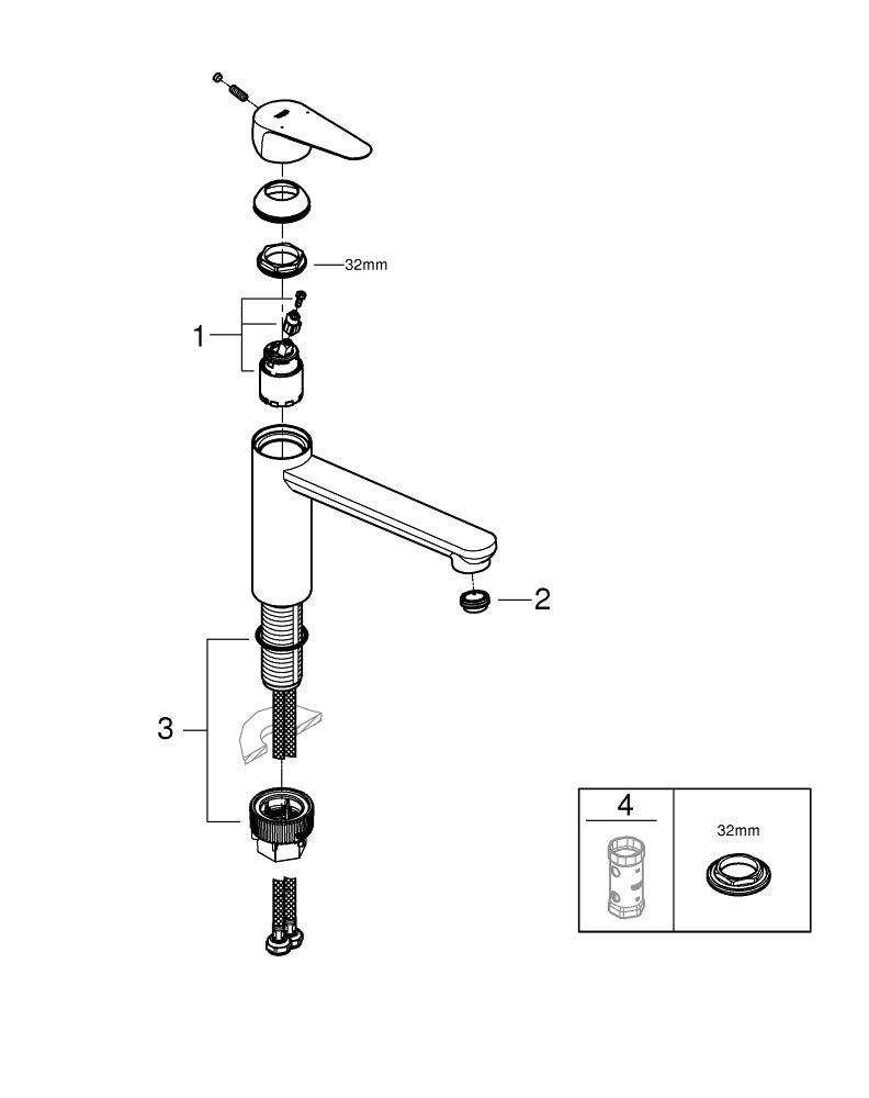 Grohe Bau Curve Tek Kumandalı Eviye Bataryası - 31715000