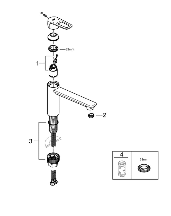 Grohe Bau Loop Tek Kumandalı Eviye Bataryası - 31706000