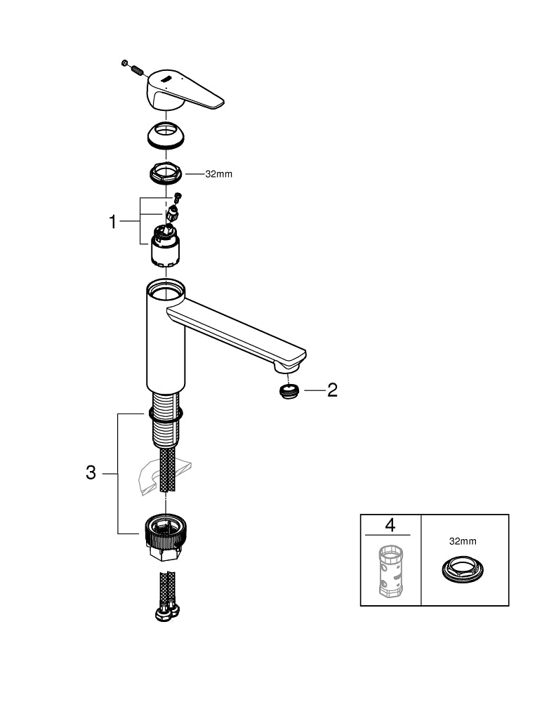 Grohe Bau Edge Tek Kumandalı Eviye Bataryası - 31693000