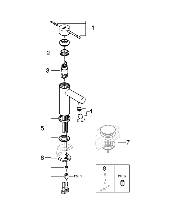 Grohe Essence Tek Kumandalı Lavabo Bataryası  S- Boyut - 34813001