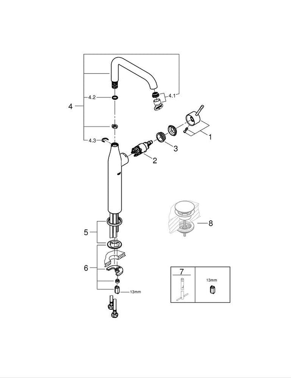 Grohe Essence Tek Kumandalı Lavabo Bataryası  X L- Boyut - 24170KF1