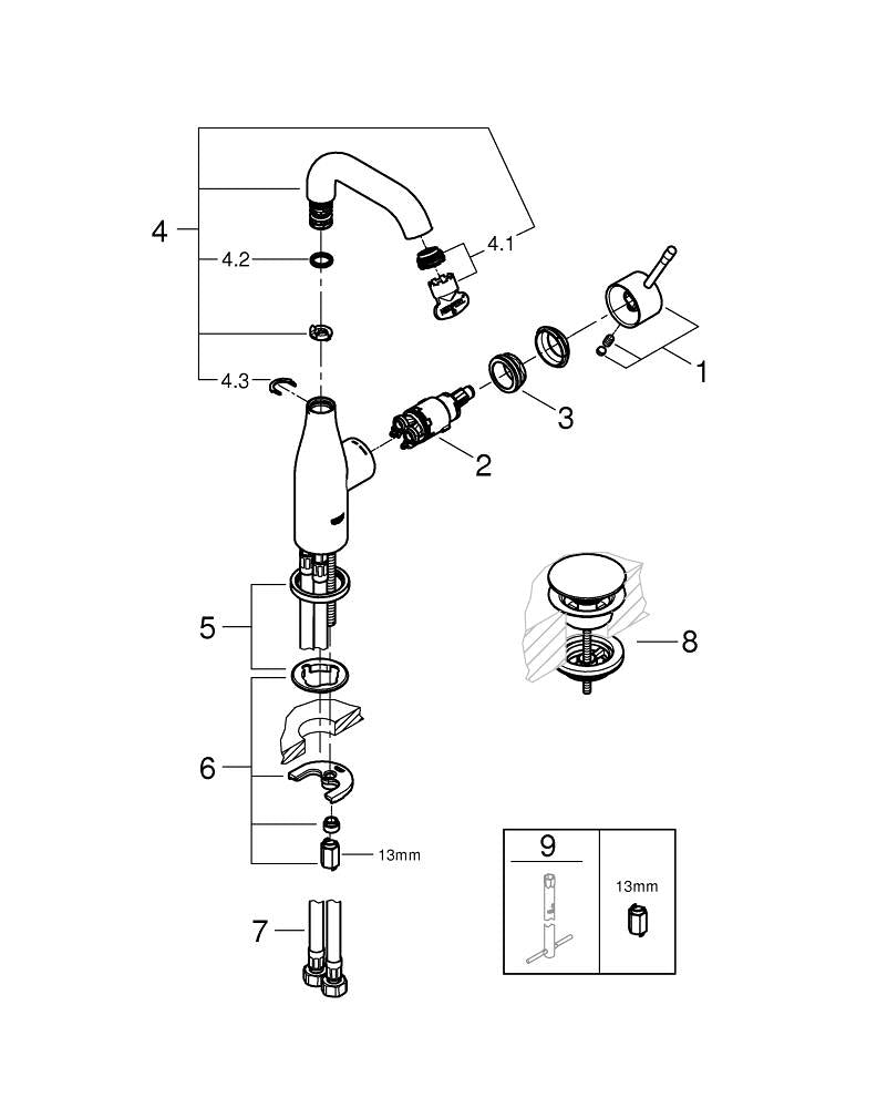 Grohe Essence Tek Kumandalı Lavabo Bataryası  M- Boyut - 24181001