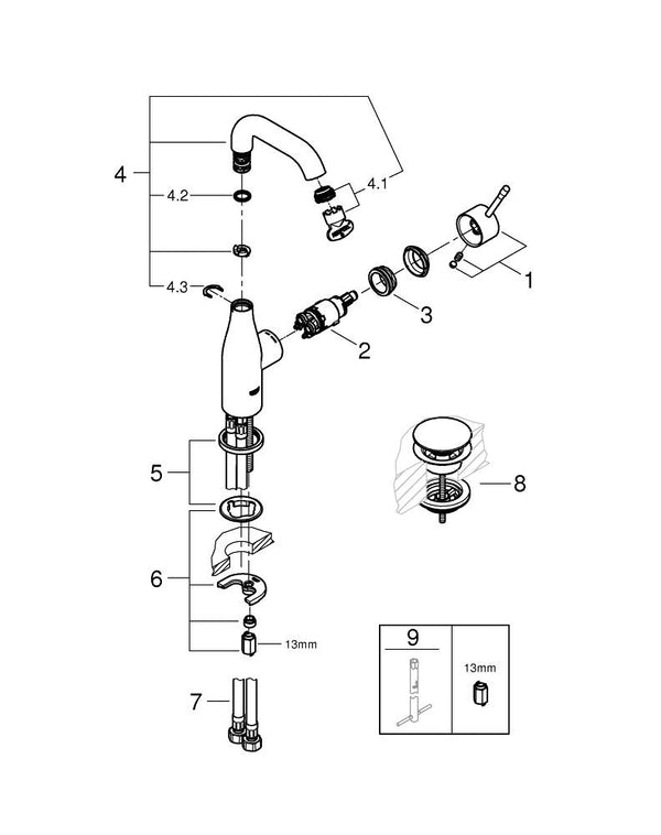 Grohe Essence Tek Kumandalı Lavabo Bataryası  M- Boyut - 24181001