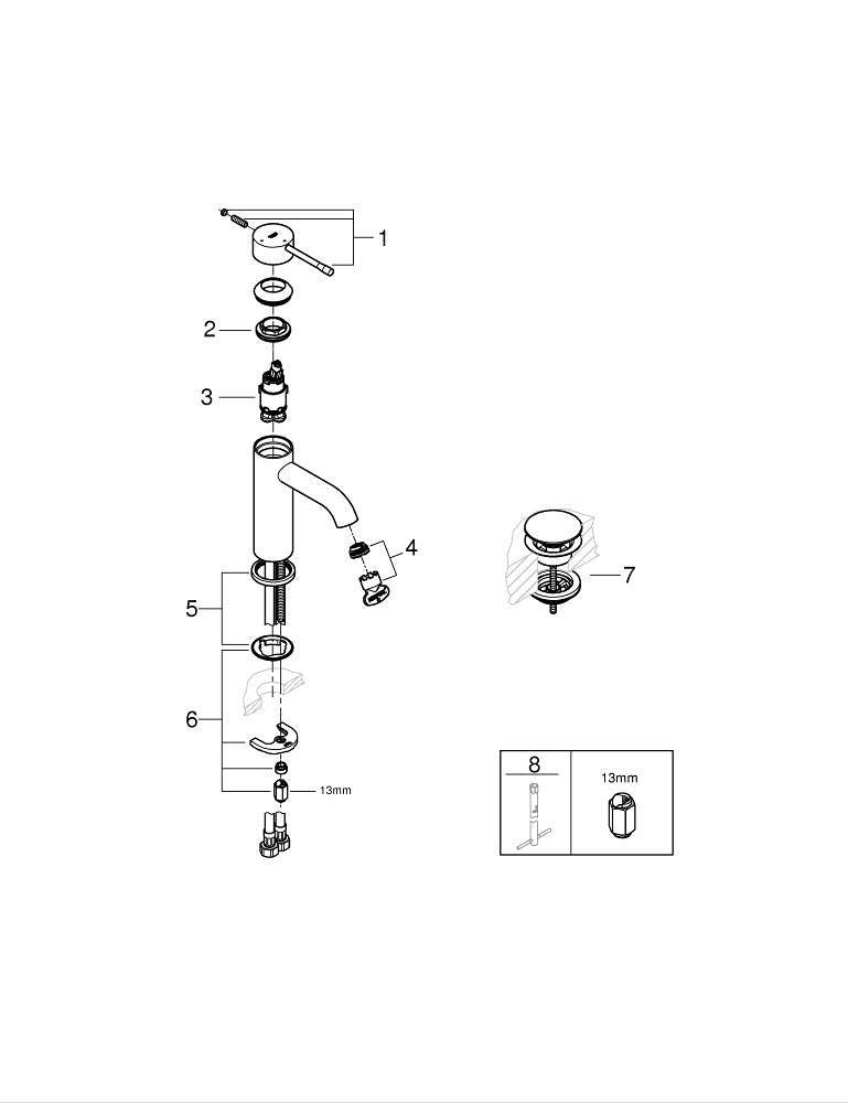 Grohe Essence Tek Kumandalı Lavabo Bataryası  S- Boyut - 24179001