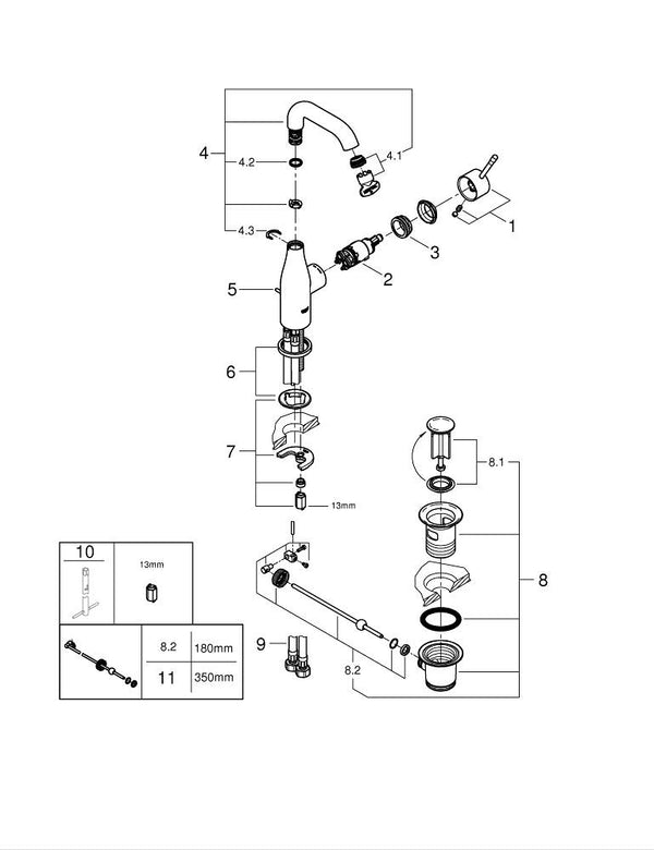 Grohe Essence Tek Kumandalı Lavabo Bataryası  M- Boyut - 24173001