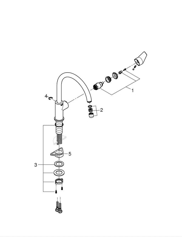 Grohe Bau Edge Tek Kumandalı Eviye Bataryası - 31367001