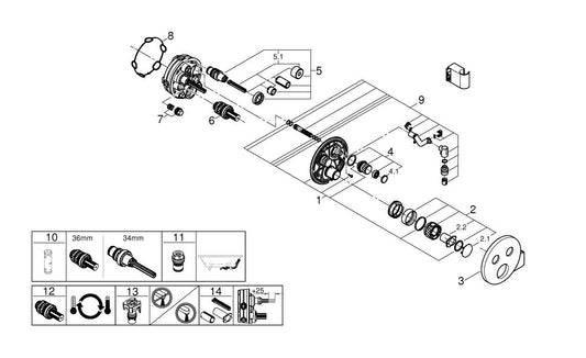 Grohe Grohtherm  Smart Control Çift Valfli Akış Kontrollü, Ankastre Termostatik Duş Bataryası, Entegre Duş Kolu Ile - 29120000