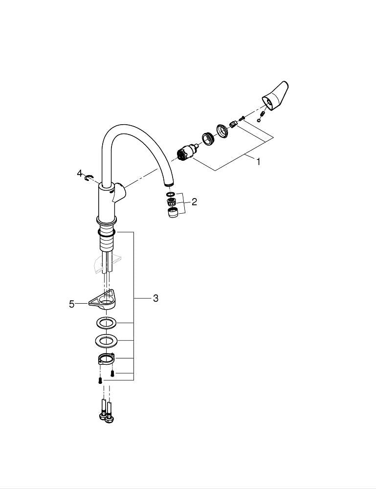Grohe Bau Curve Tek Kumandalı Eviye Bataryası - 31536001