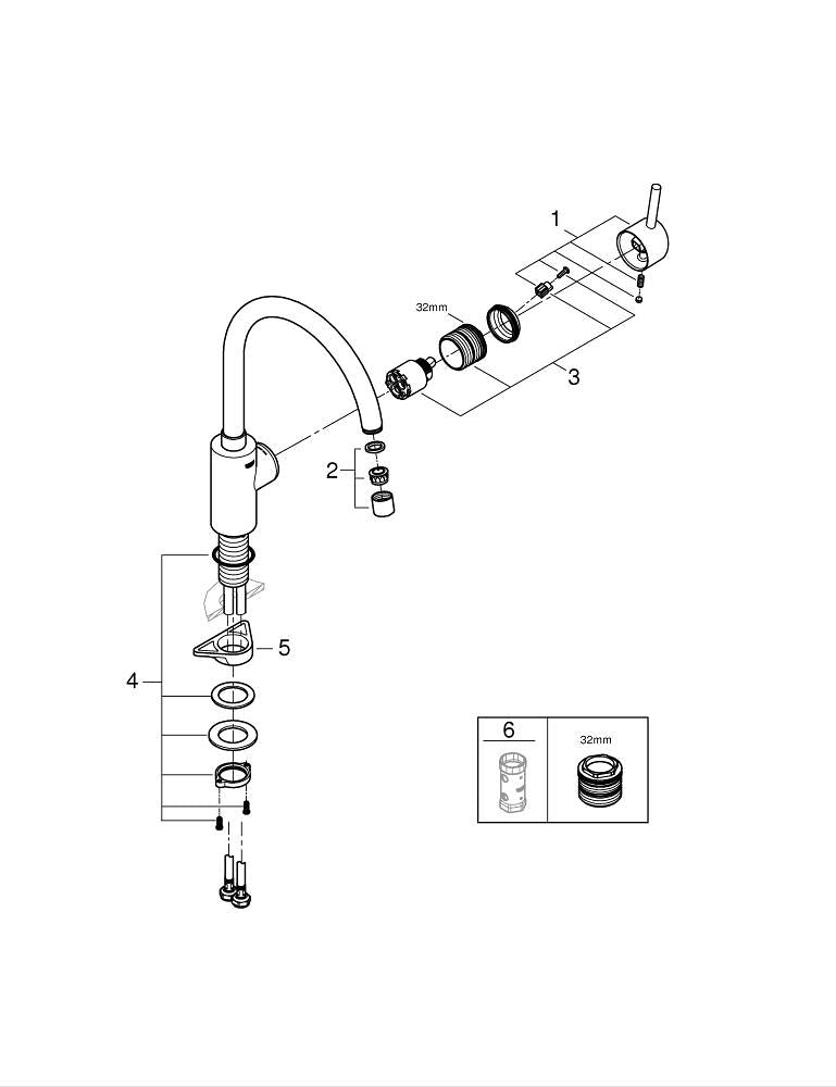 Grohe Concetto Tek Kumandalı Eviye Bataryası - 32661DC3