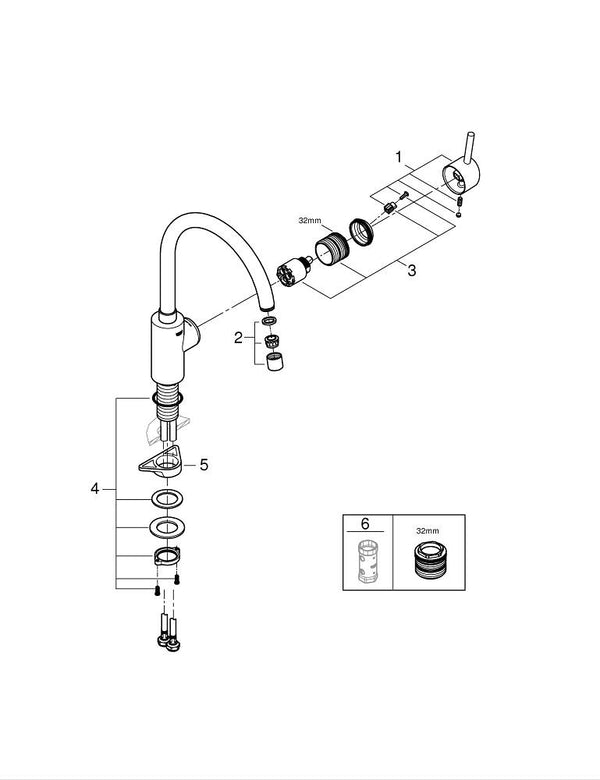 Grohe Concetto Tek Kumandalı Eviye Bataryası - 32661DC3
