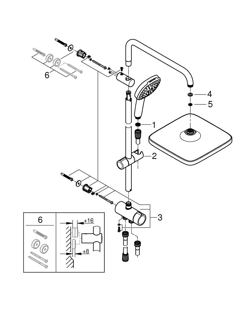Grohe Tempesta  System 250  Cube Duvar Bağlantılı, Divertörlü Duş Sistemi - 26694001