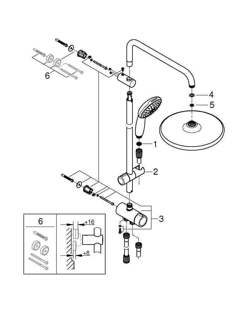 Grohe Tempesta  System 250 Duvar Bağlantılı, Divertörlü Duş Sistemi - 26979001