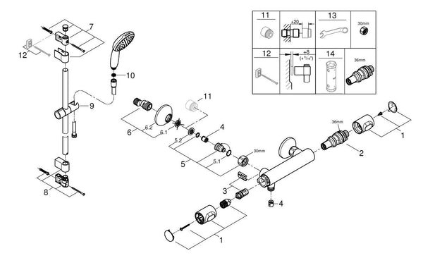 Grohe Grohtherm 500 Termostatik Duş Bataryası - 34797001
