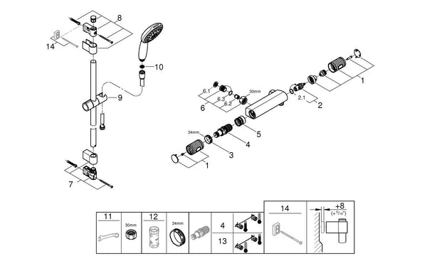 Grohe Grohtherm 1000  Performance Termostatik Duş Bataryası - 34836001
