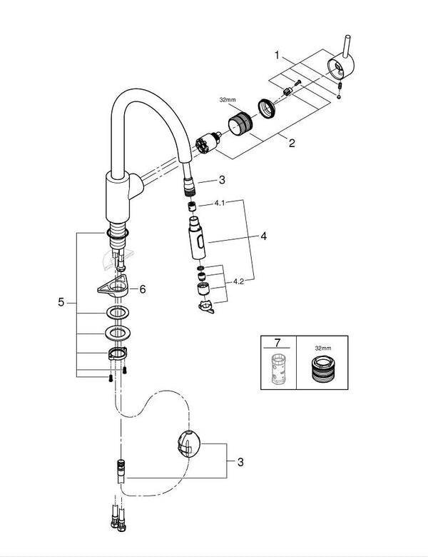 Grohe Concetto Tek Kumandalı Eviye Bataryası - 31483DC2