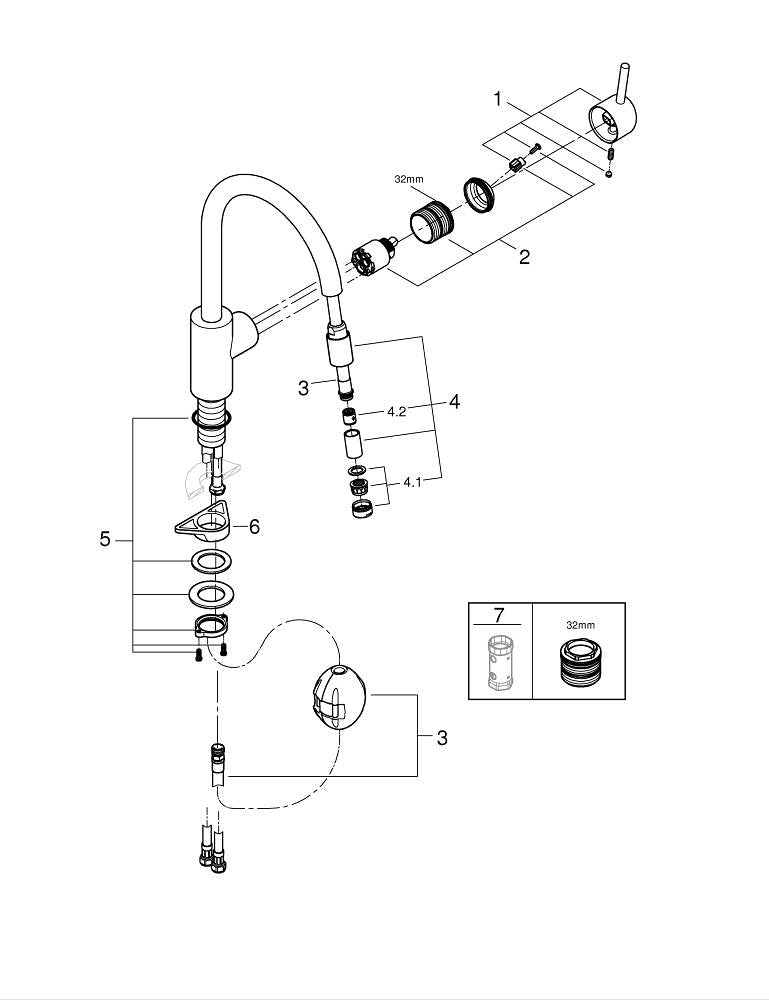 Grohe Concetto Tek Kumandalı Eviye Bataryası - 32663DC3