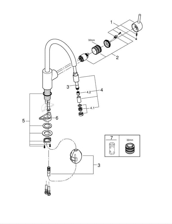 Grohe Concetto Tek Kumandalı Eviye Bataryası - 32663DC3