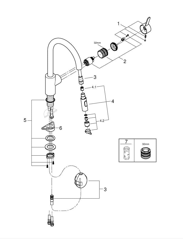 Grohe Eurocosmo Tek Kumandalı Eviye Bataryası - 31481001