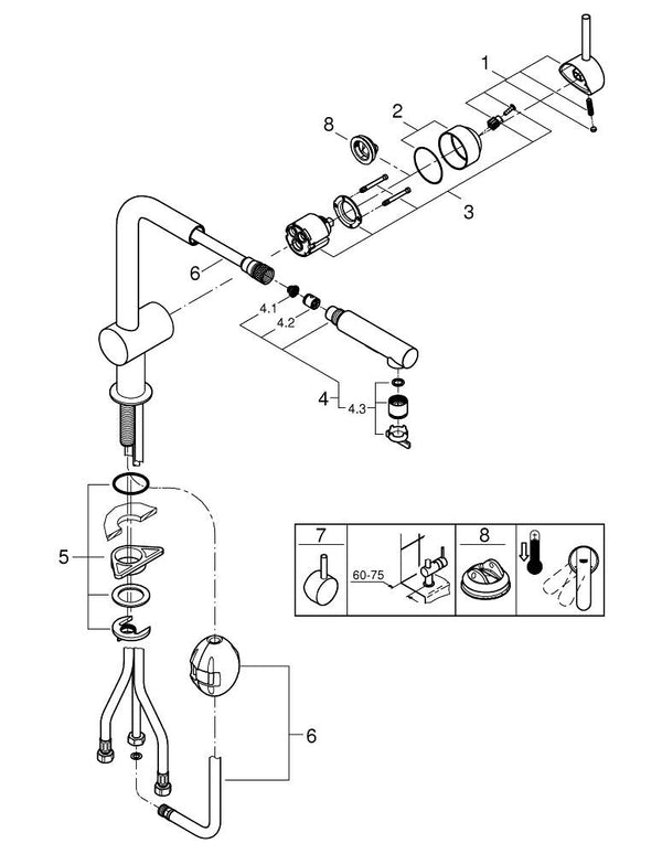 Grohe Minta Tek Kumandalı Eviye Bataryası - 30274GN0