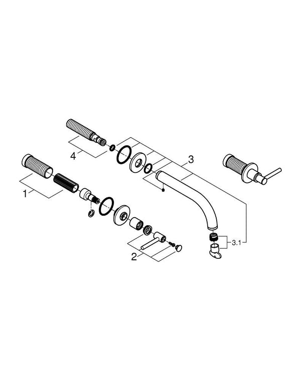 Grohe Atrio3 delikli lavabo bataryası 1/2″  M- Boyut - 20662MG0