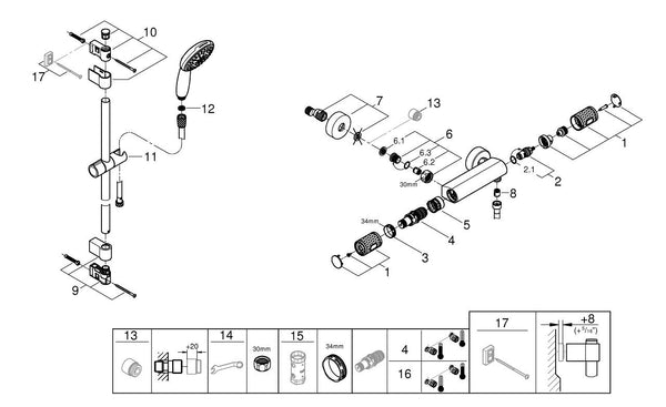 Grohe Grohtherm 1000  Performance Termostatik Duş Bataryası - 34834001