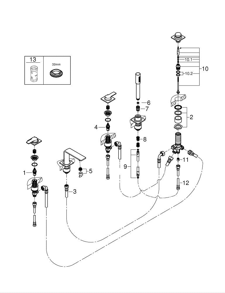 Grohe Allure5 Delikli Küvet Bataryası - 25221DL1