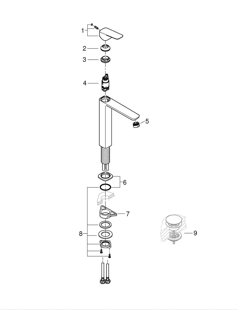 Grohe G R O H E  Cubeo Tek Kumandalı Lavabo Bataryası  X L- Boyut - 1017292430