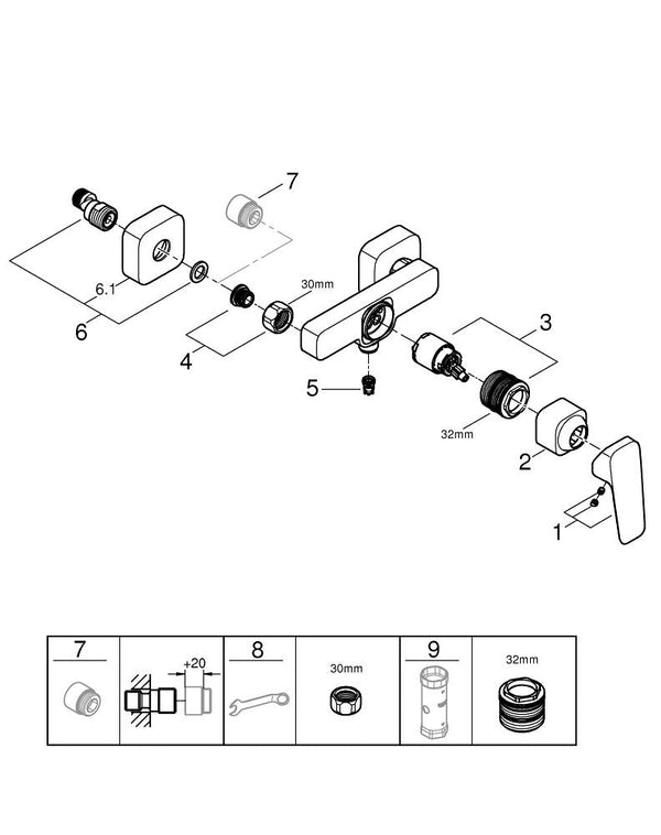 Grohe G R O H E  Cubeo Tek Kumandalı Duş Bataryası - 1018242430