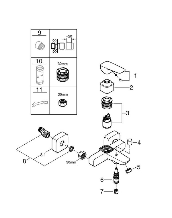 Grohe G R O H E  Cubeo Tek Kumandalı Banyo Bataryası - 1018132430