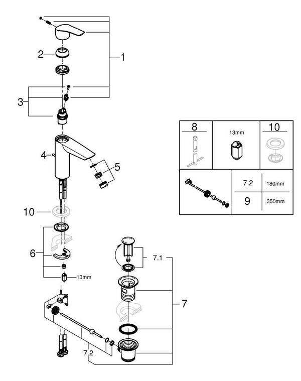 Grohe Eurosmart Tek Kumandalı Lavabo Bataryası  M- Boyut - 2332230D