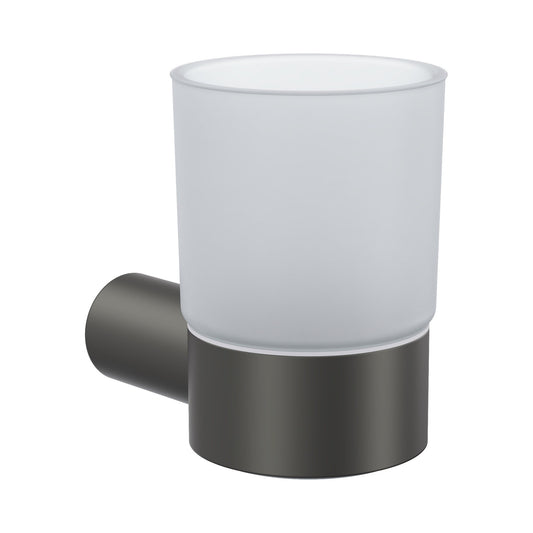 Gobelet porte-brosse à dents Opal (verre dépoli) finition anthracite mat
