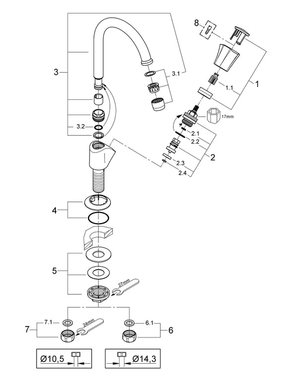 Grohe Costa  L Lavabo  Musluğu 1/2″ - 20393001