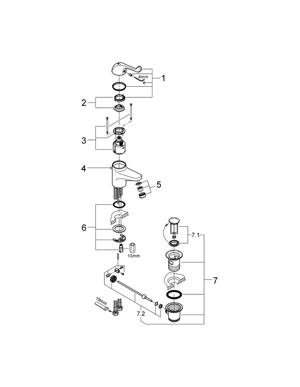 Grohe Euroeco  Special Tek Kumandalı Lavabo Bataryası - 32788000