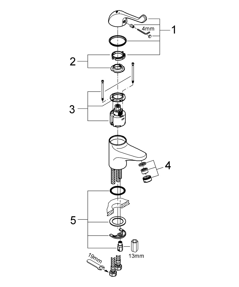 Grohe Euroeco  Special  Sequential Tek Kumandalı Lavabo Bataryası - 32789000
