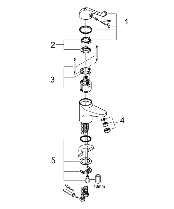 Grohe Euroeco  Special  Sequential Tek Kumandalı Lavabo Bataryası - 32789000
