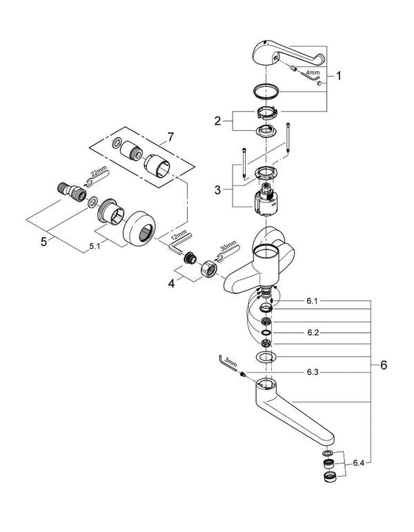Grohe Euroeco  Special  Sequential Tek Kumandalı Lavabo Bataryası - 32793000