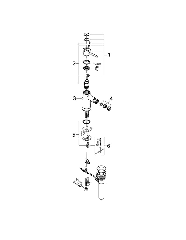 Grohe Bau Classic Tek Kumandalı Bide Bataryası - 32864000