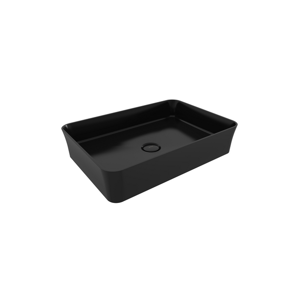 Bocchi Sottile Slim Line Tezgah Üstü Di̇kdörtgen 55X38cm. Lavabo - Parlak Si̇yah - 1476-005-0125